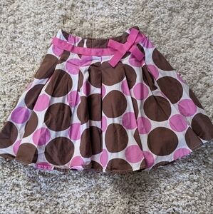 Mini Boden Chocolate & Pink Polka Dot Skirt Cotton 3-4 Years